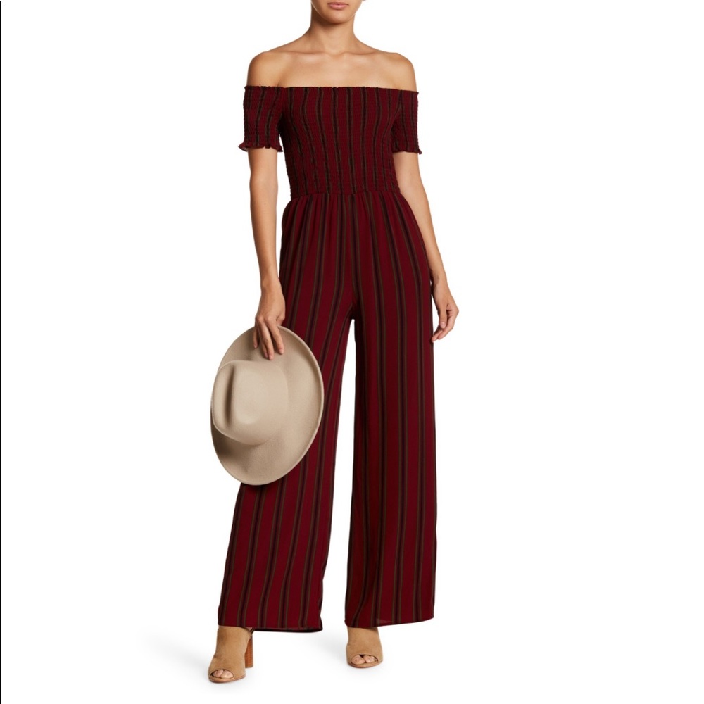 NWT Stripped Maroon Jumpsuit